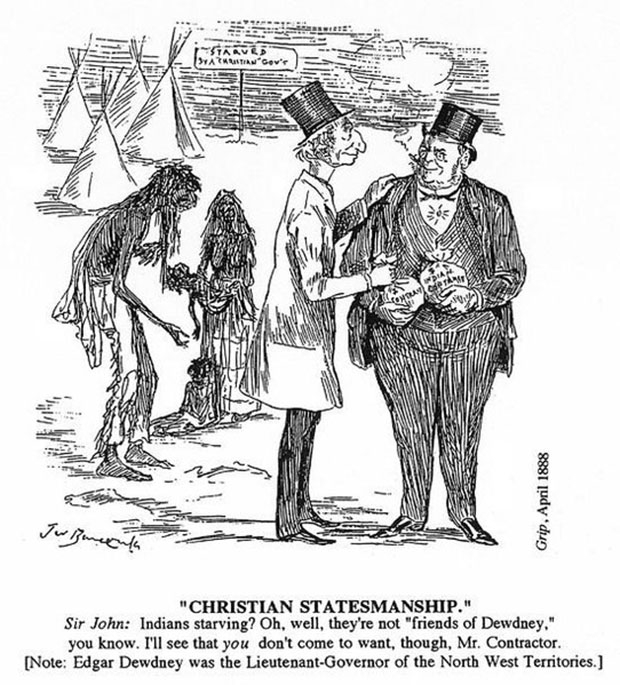 Political cartoon of Sir John A. MacDonald from 1888.